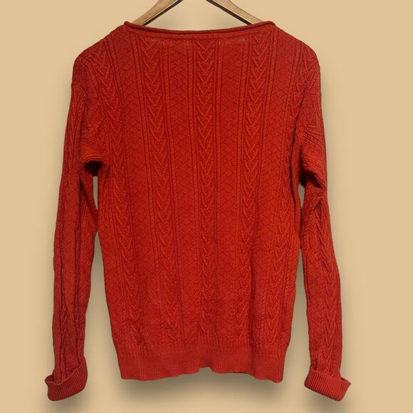 Vintage Y2K Ralph Lauren Jeans LRL Size Small Orange Cotton Cable Knit Sweater - Picture 9 of 9